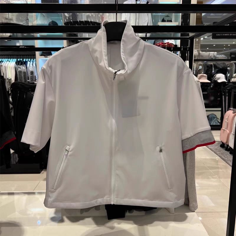2025 summer golf women's clothing short-sleeved top polo sports zipper T-shirt casual outdoor skirt
