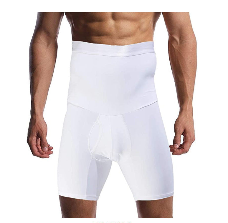 Cross-border men's silicone non-slip high-waisted body sculpting pants, boxer panties, tight belly sculpting shorts are in stock.