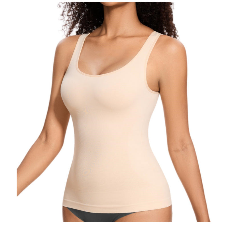 Hot-selling women's long low-cut seamless waist and tummy-controlling camisole top