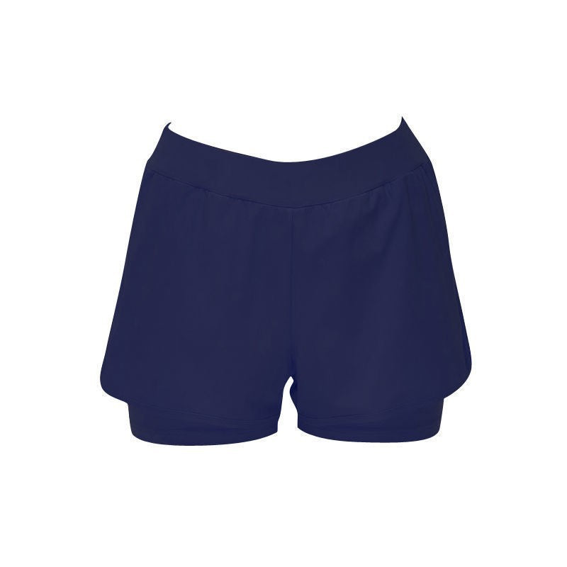 2025 double-layer swimming trunks anti-light women's hot spring flat-angle conservative loose panties beach fitness rafting swimming shorts