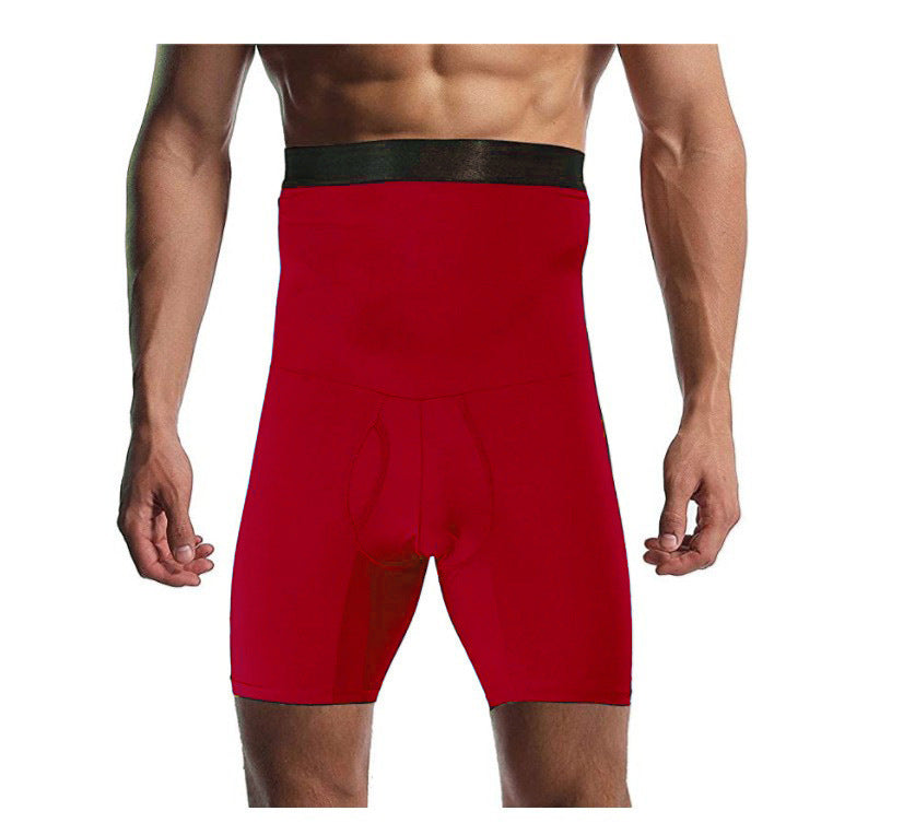 Cross-border men's silicone non-slip high-waisted body sculpting pants, boxer panties, tight belly sculpting shorts are in stock.