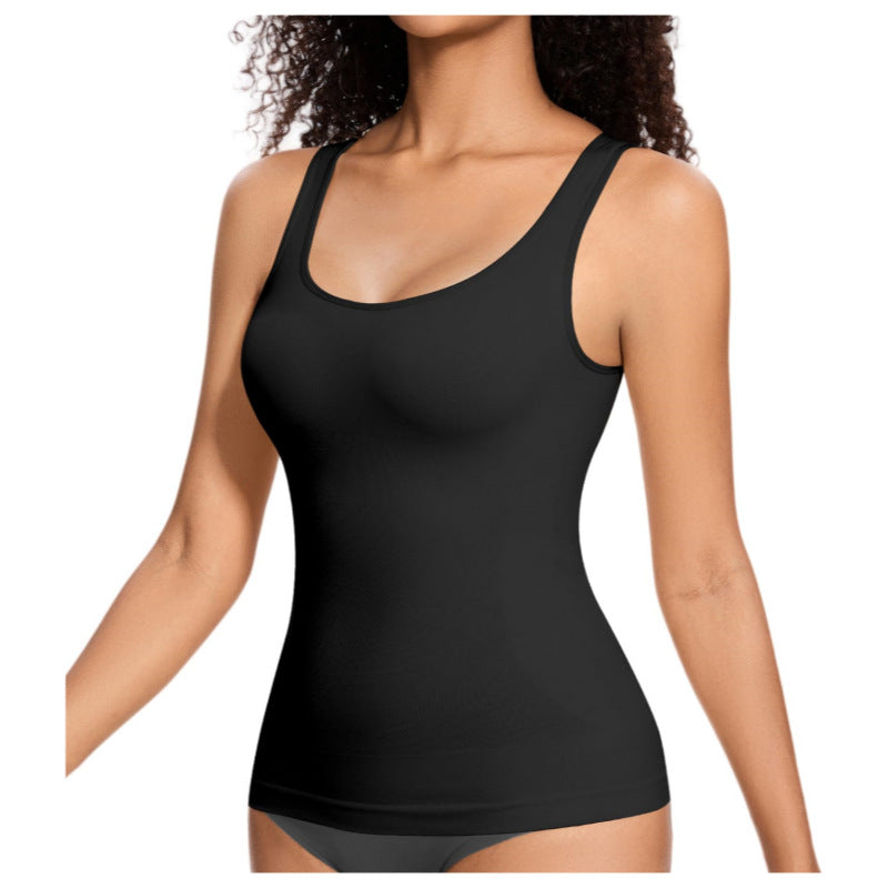 Hot-selling women's long low-cut seamless waist and tummy-controlling camisole top