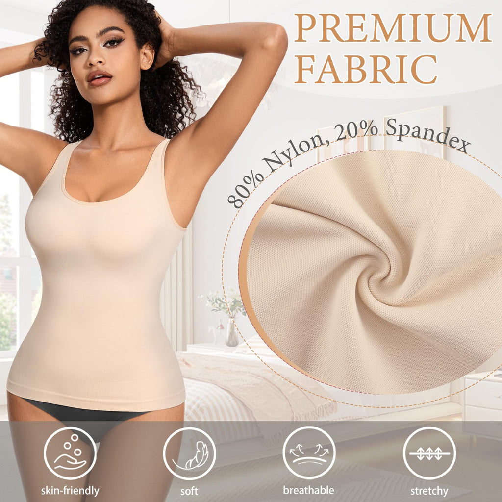 Hot-selling women's long low-cut seamless waist and tummy-controlling camisole top