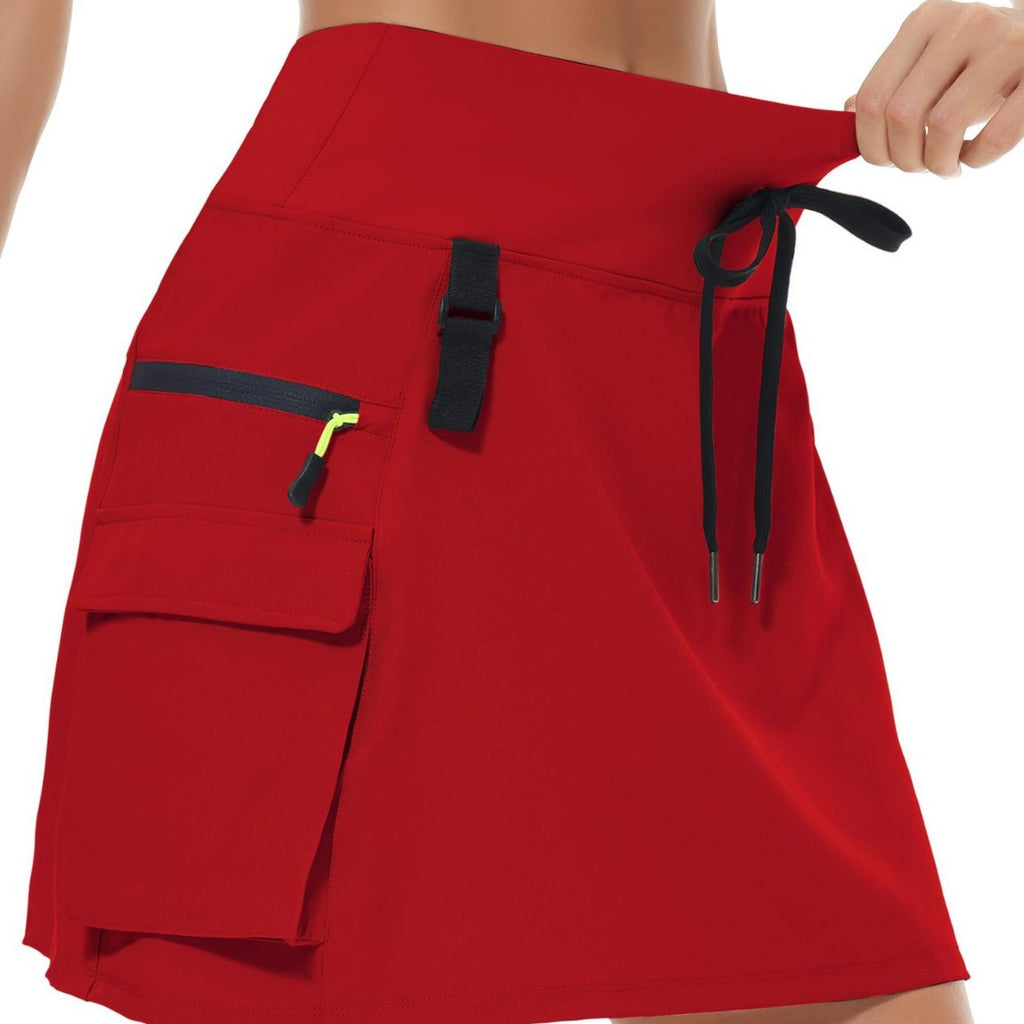 2024 Summer New Women's Hiking Workwear Skirt Outdoor Sports Zipper Pocket Tennis Skirt