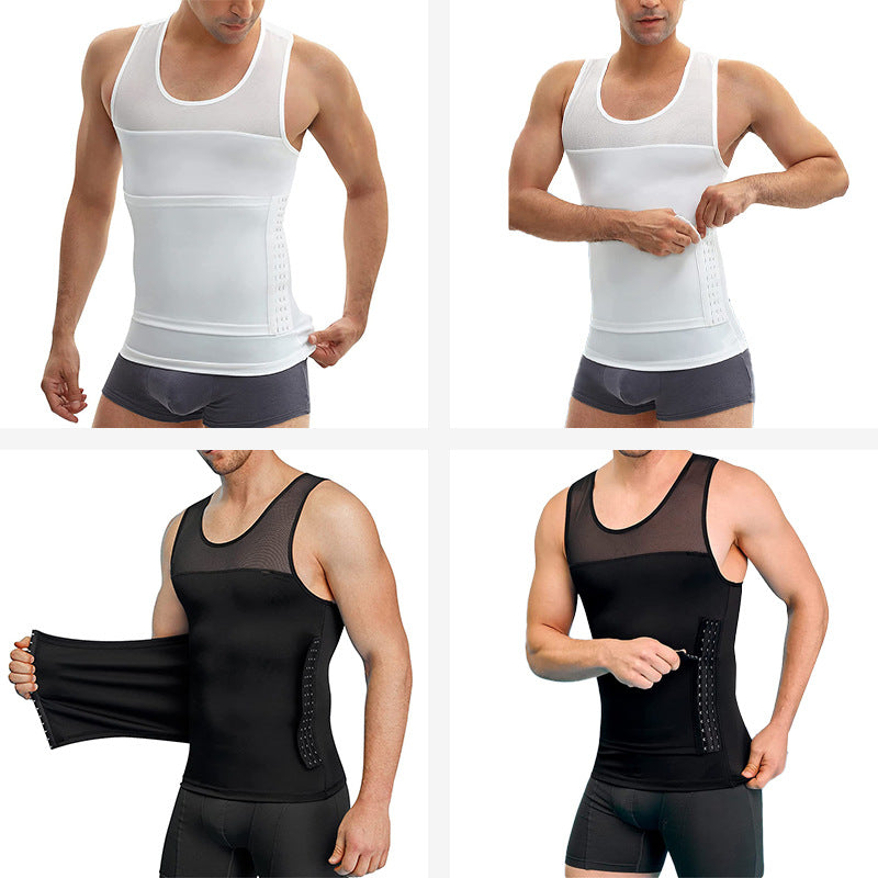 New men's breasted adjustment belly shapewear waist corset chest belly belt styling vest invisible and breathable